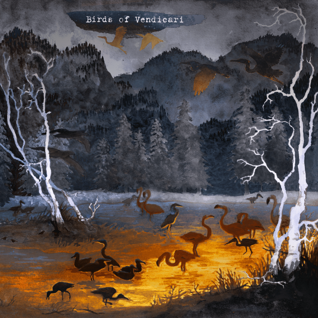 illustrated album cover for an atmospheric rock album. by kayla cerrone